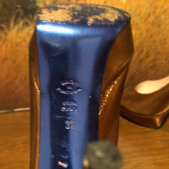 Vince Collection Italian Heels Bronze Stiletto Shoes Sling-backs 37 6 6.5 - Picture 9 of 10